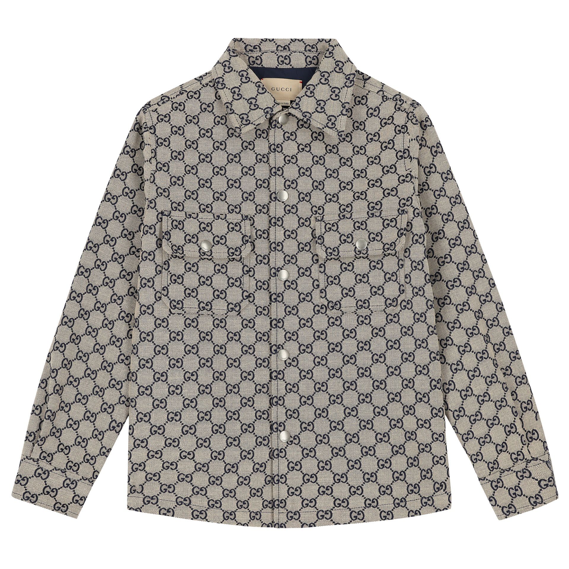 Gucci Boys Beige GG Supreme Jacket Junior Couture QA
