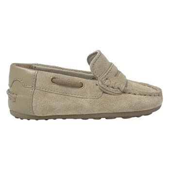 Younger Boys Beige Suede Leather Moccasins
