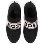 Boys Black Logo Trainers, 1, hi-res