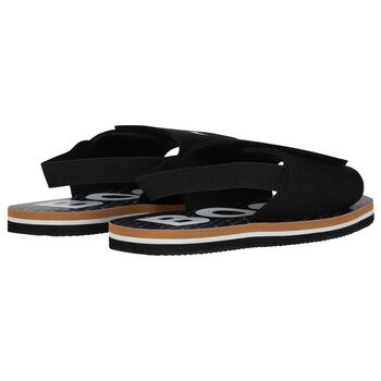 Boys Black Velcro Sandals