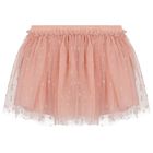 Younger Girls Pink Floral Tulle Skirt, 2, hi-res