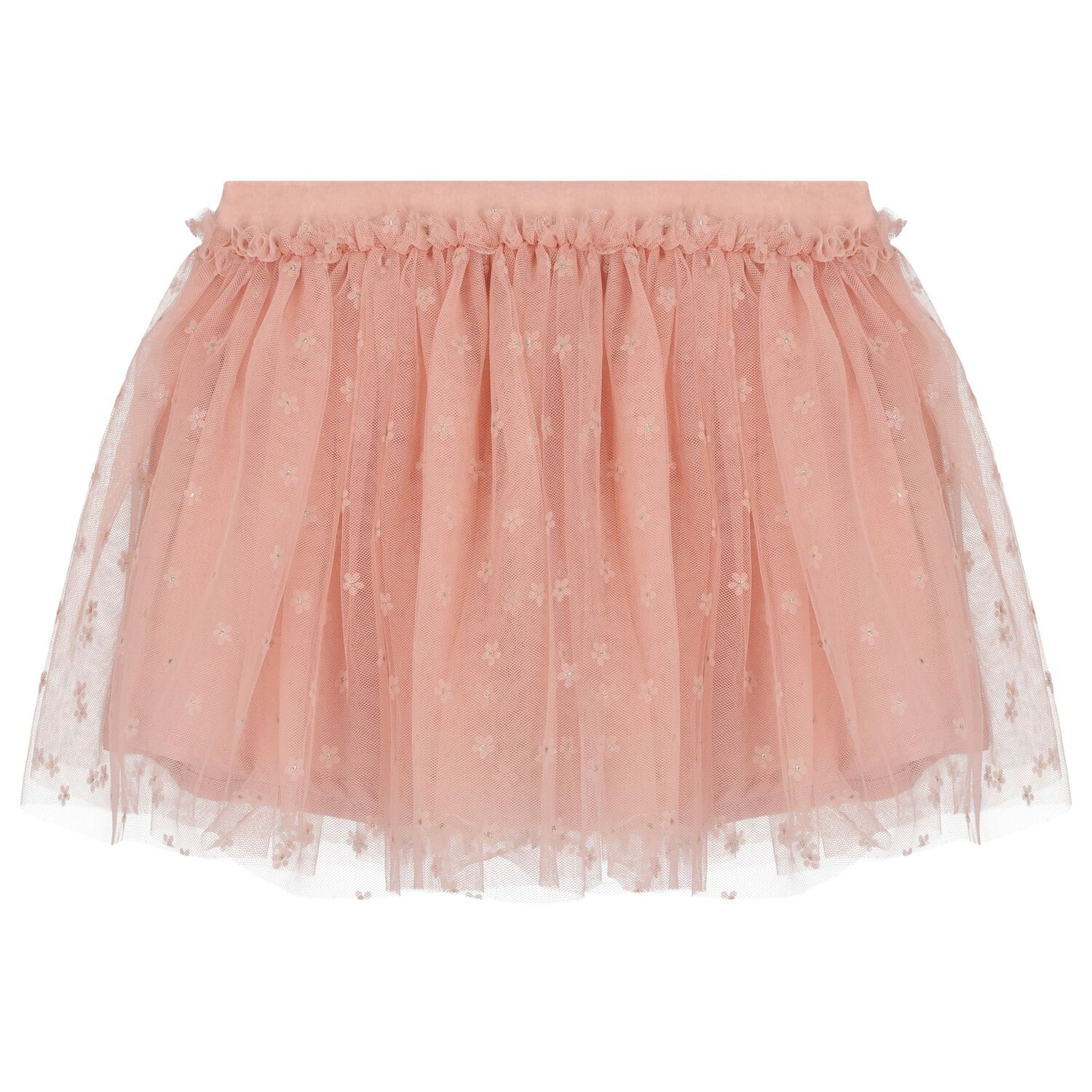 Younger Girls Pink Floral Tulle Skirt, 2, hi-res image number null