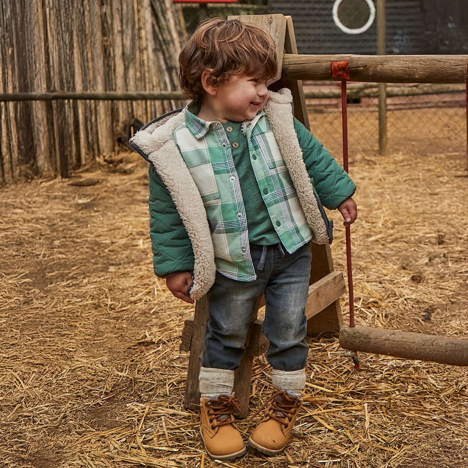 Younger Boys Grey Denim Joggers, 2, hi-res