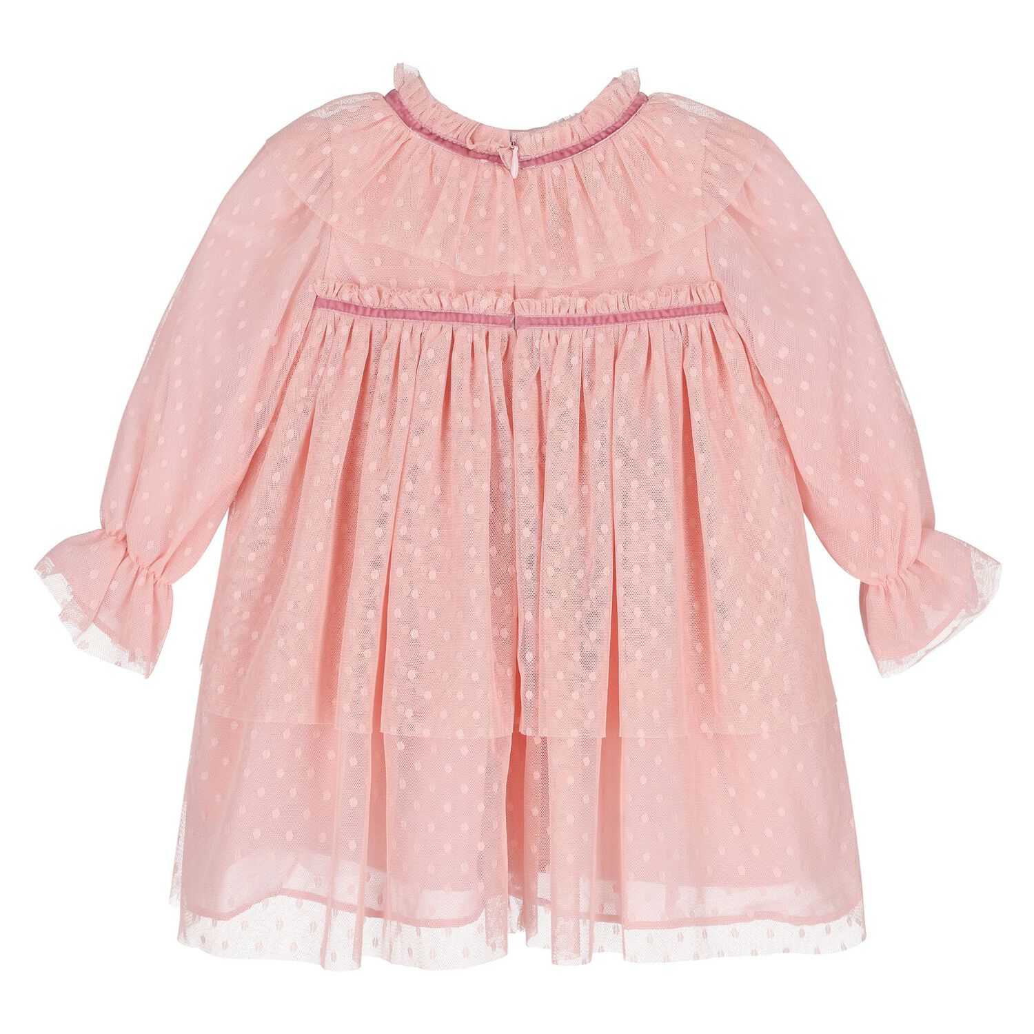 Younger Girls Pink Tulle Dress, 1, hi-res