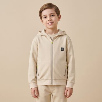 Boys Beige Zip Up Top