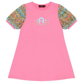 Girls Pink Logo Dress