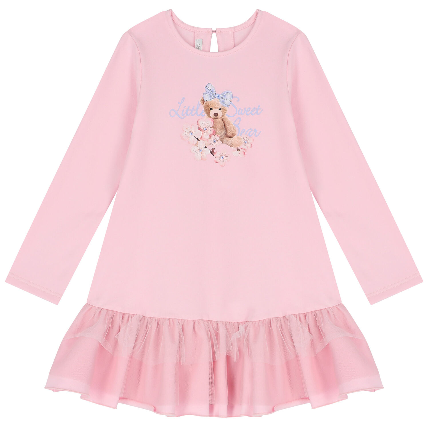 Girls Pink Teddy Bear Dress, 1, hi-res