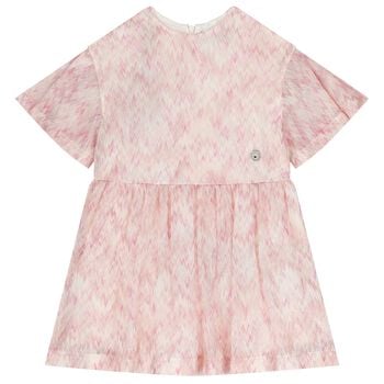 Girls Pink & Ivory Zig Zag Dress