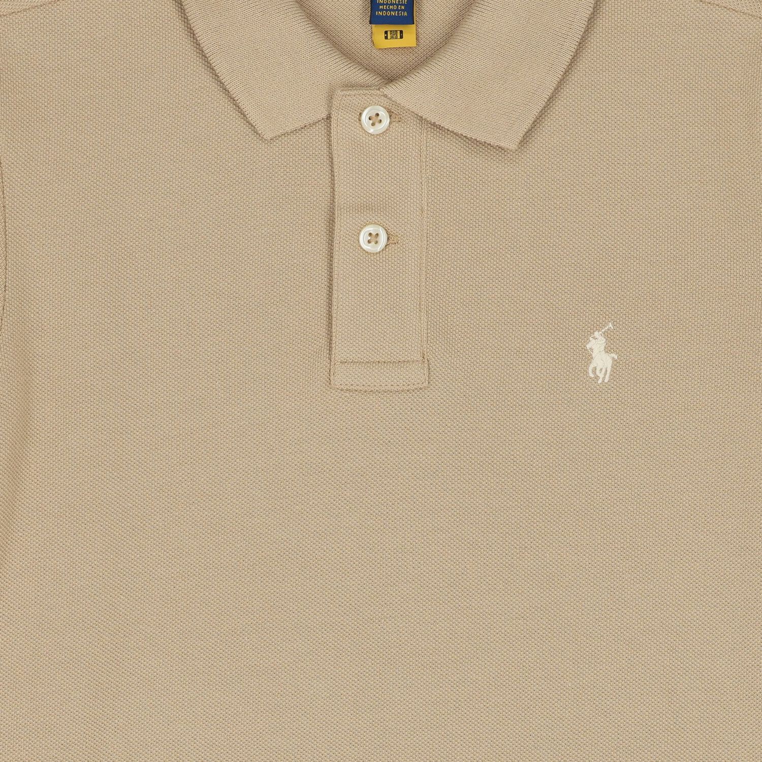 Boys Beige Logo Polo Shirt , 1, hi-res