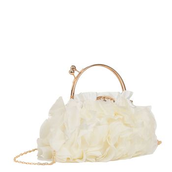 Girls Ivory Ruffled Chiffon Handbag