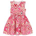 Girls Pink Cotton Paisley Dress, 1, hi-res