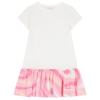 Girls White & Pink Iride Dress