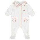 Baby Girls White & Pink Babygrow, 1, hi-res