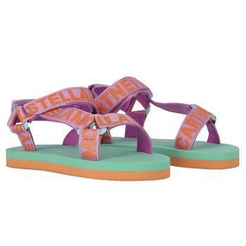 Girls Purple, Orange & Aqua Logo Sandals