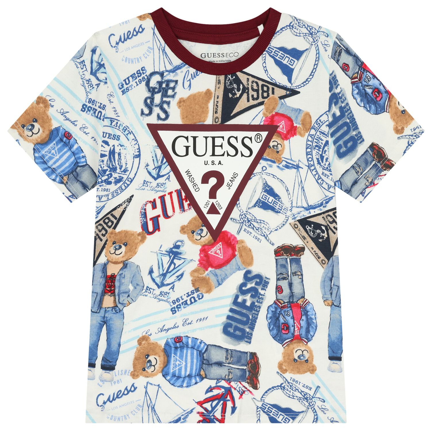 تيشيرت اولاد بالشعار باللون الابيض , 1, hi-res