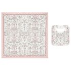 Baby Girls White & Pink Toile de Jouy Carré Swaddle & Bib Gift Set, 1, hi-res