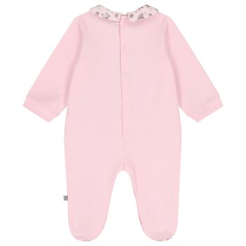 Baby Girls Pink Teddy Bear Logo Babygrow