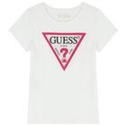 Girls White Diamante Logo T-Shirt, 8, hi-res