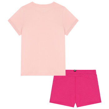 Girls Pink Logo Shorts Set