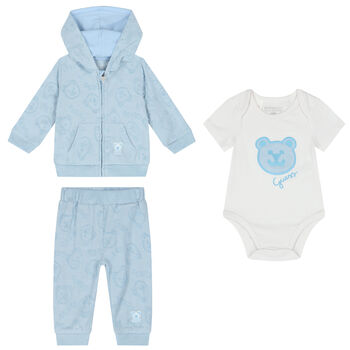 White & Blue Logo 3 Piece Tracksuit