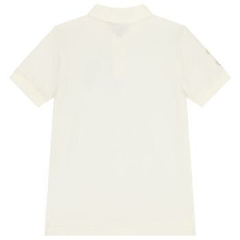 قميص بولو للأولاد بلون عاجي بشعار