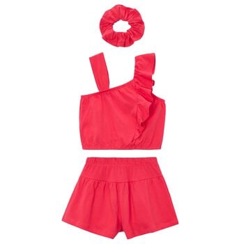 Girls Red Shorts Set