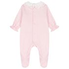 Baby Girls Pink & White Bow Babygrow, 1, hi-res
