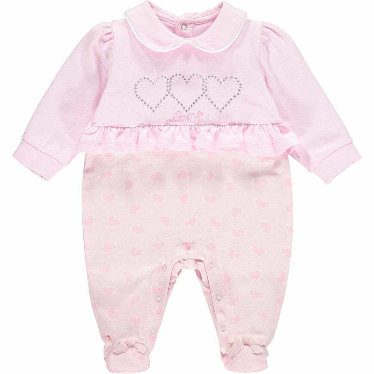 Baby Girls Pink Logo Babygrow, 1, hi-res