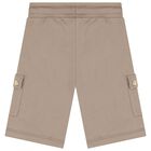 Boys Beige Logo Shorts, 3, hi-res