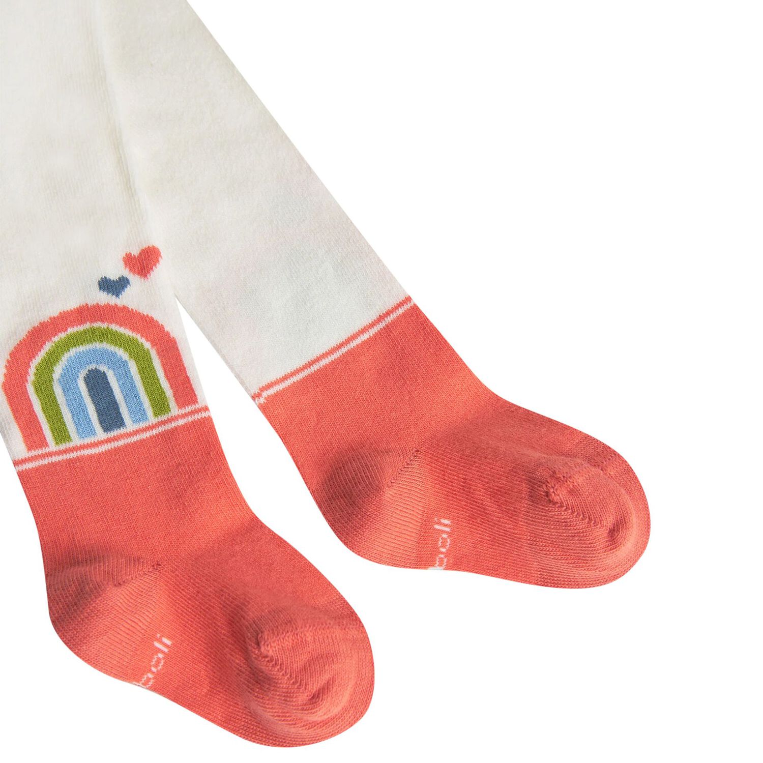 Younger Girls Ivory & Pink Logo Tights, 1, hi-res image number null