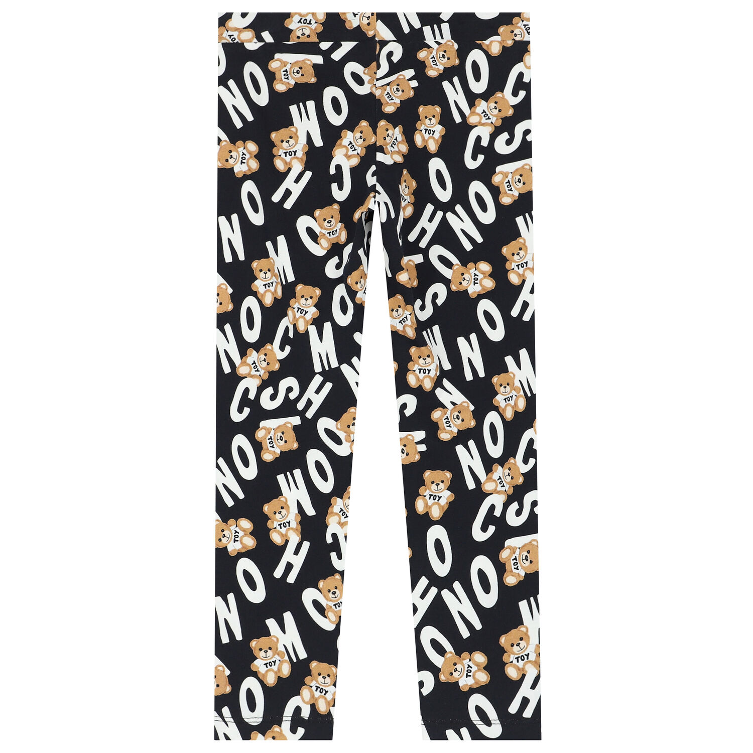 Girls Black Teddy Bear Logo Leggings, 1, hi-res image number null