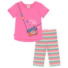 طقم ليغينز بنات بطبعة كاميرا باللون الوردى, 1, hi-res