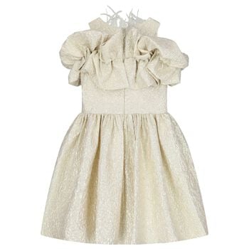 Girls Gold Logo Ruffled Dress