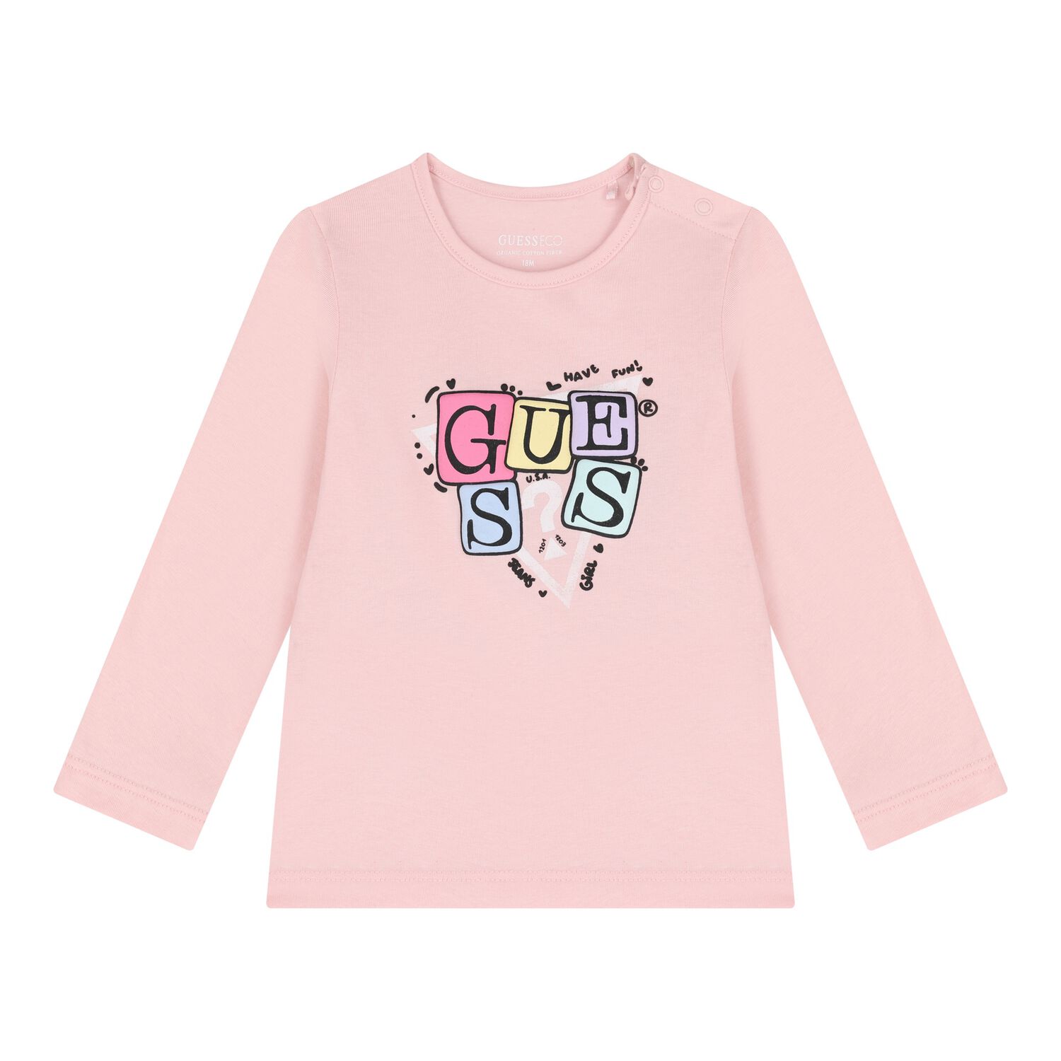 Baby Girls Pink Logo Long Sleeve Top, 2, hi-res