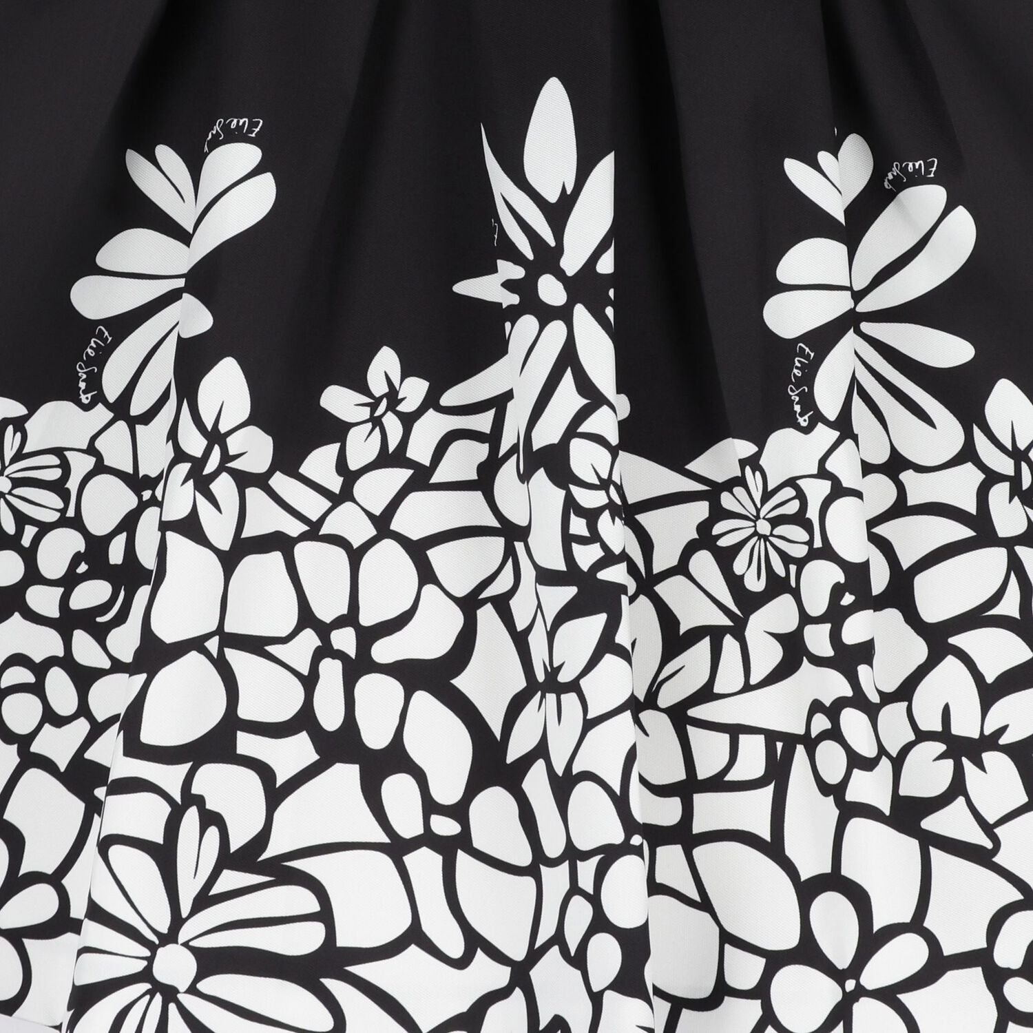 Girls Black Mikado Floral Dress, 1, hi-res