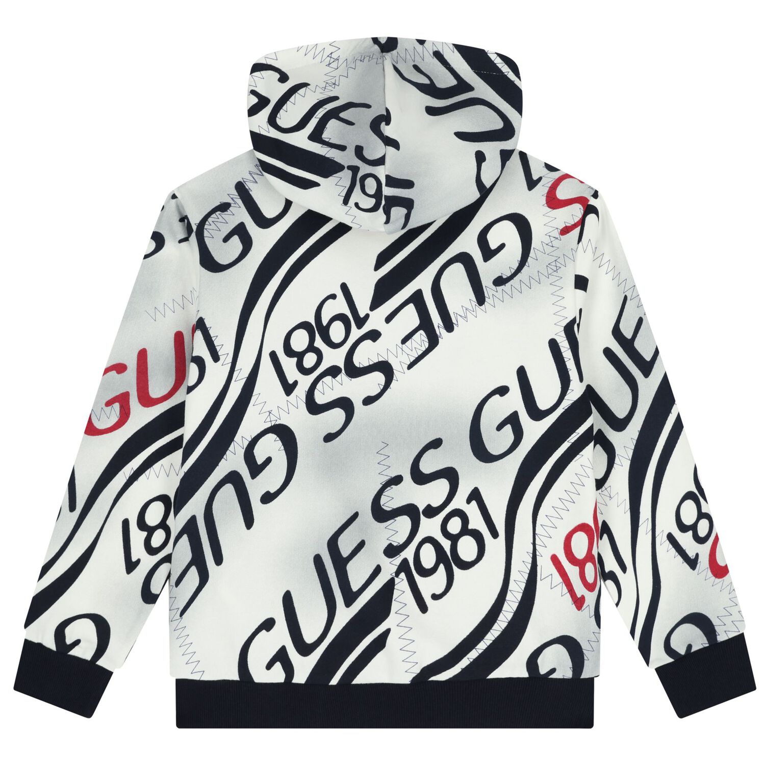 Boys White & Navy Blue Logo Hooded Top, 1, hi-res