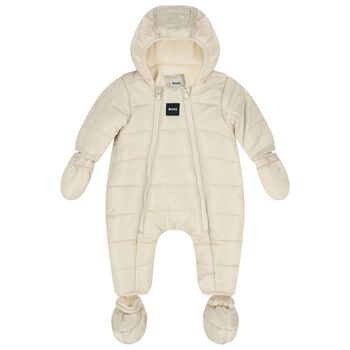 Baby Boys Beige Padded Snowsuit