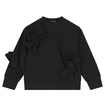 Girls Black Bow Sweatshirt