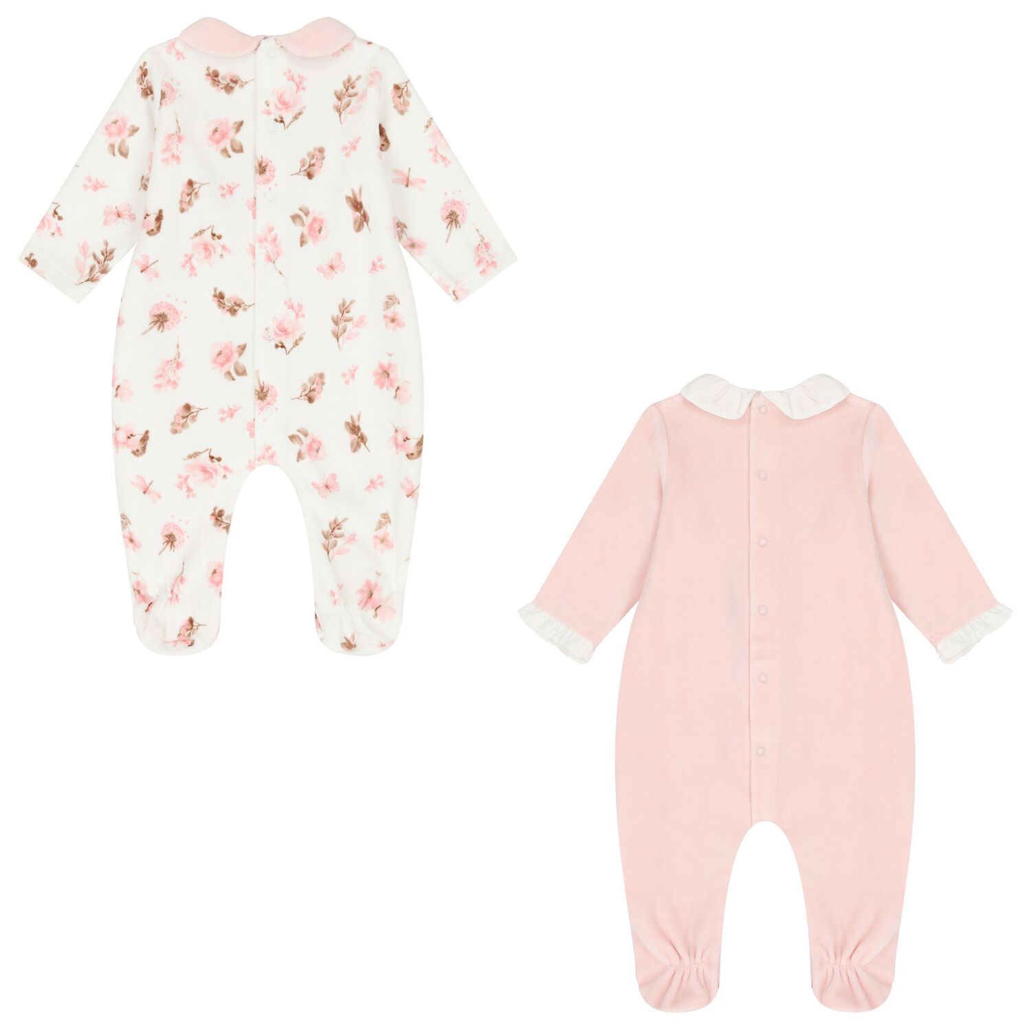 Baby Girls Ivory & Pink Babygrows ( 2-Pack ), 1, hi-res
