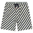 Boys Navy Blue & Ivory Logo Shorts, 1, hi-res
