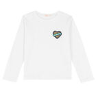 Girls White Logo Long Sleeve Top, 1, hi-res