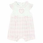 Baby Girls Pink & White Embroidered Romper, 1, hi-res