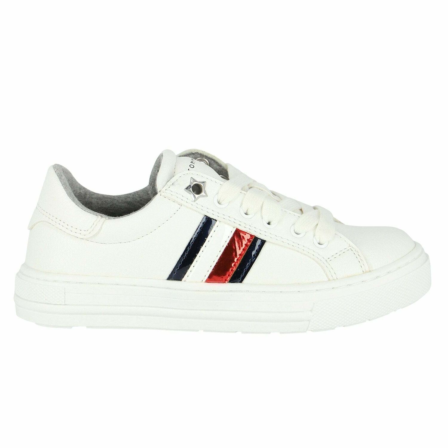 Girls White Logo Trainers, 1, hi-res