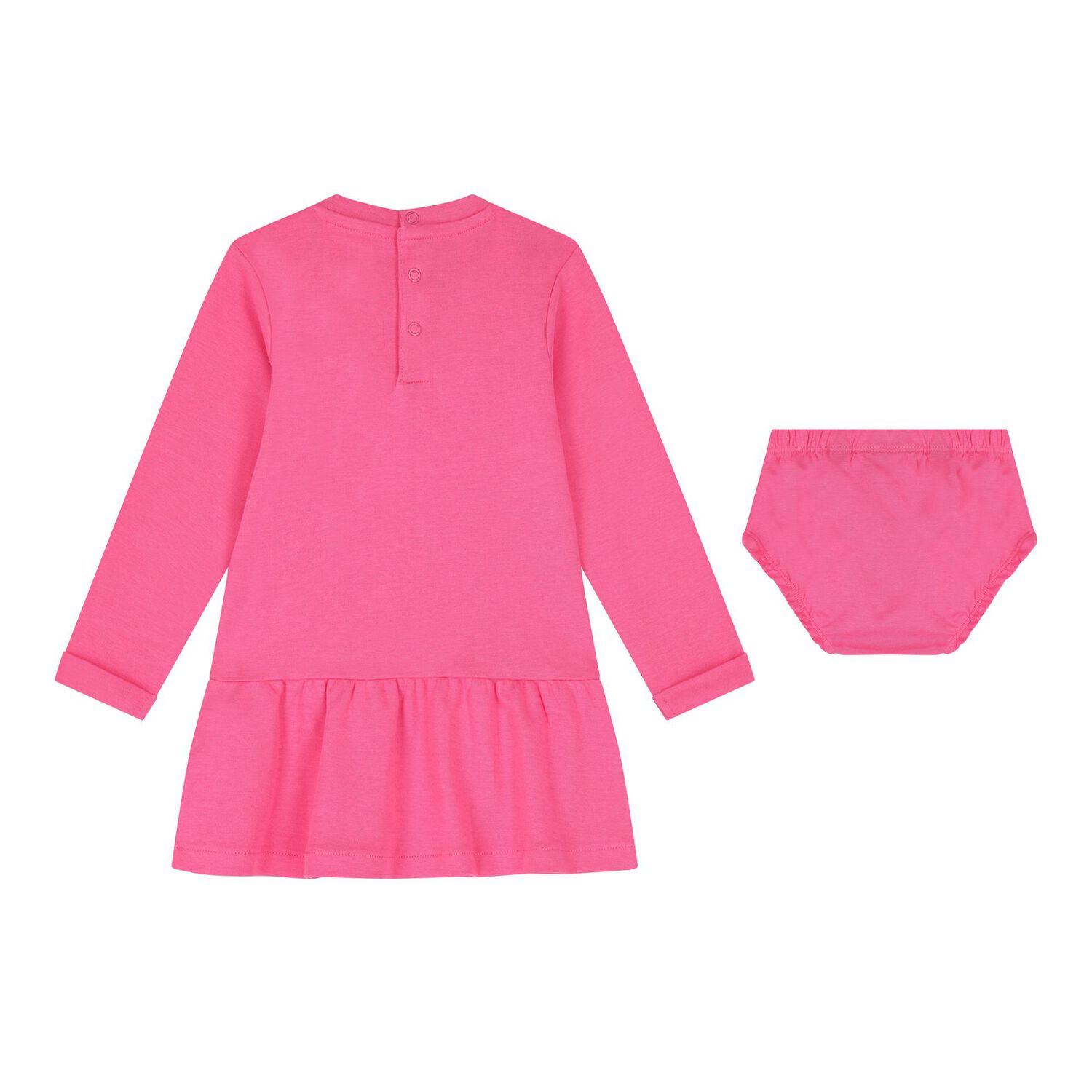 طقم فستان بنات بشعار القلب باللون الزهري, 1, hi-res