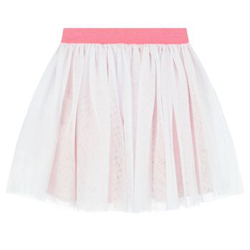 Girls White & Pink Sequin Skirt