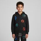 بنطلون رياضي بالشعار باللون الأسود للأولاد , 1, hi-res