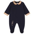 Baby Boys Navy Blue & Beige Geo Map Babygrow Gift Set, 2, hi-res