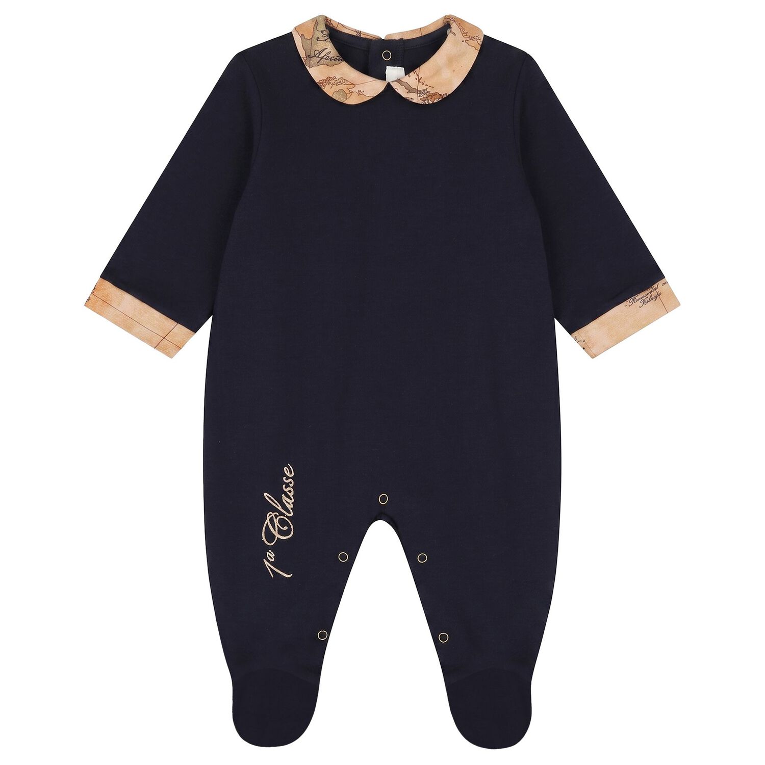 Baby Boys Navy Blue & Beige Geo Map Babygrow Gift Set, 2, hi-res