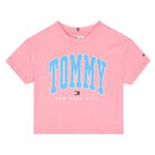 تيشيرت بالشعار باللون الوردي للبنات, 3, hi-res