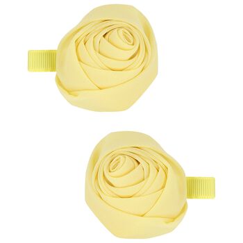 Girls Yellow Rosebud Hairclips ( 2-Pack )